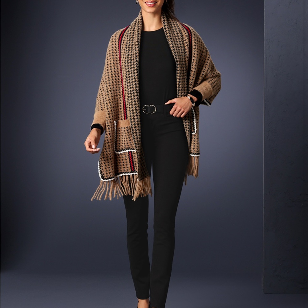 Chic Tan and Black Women's Poncho